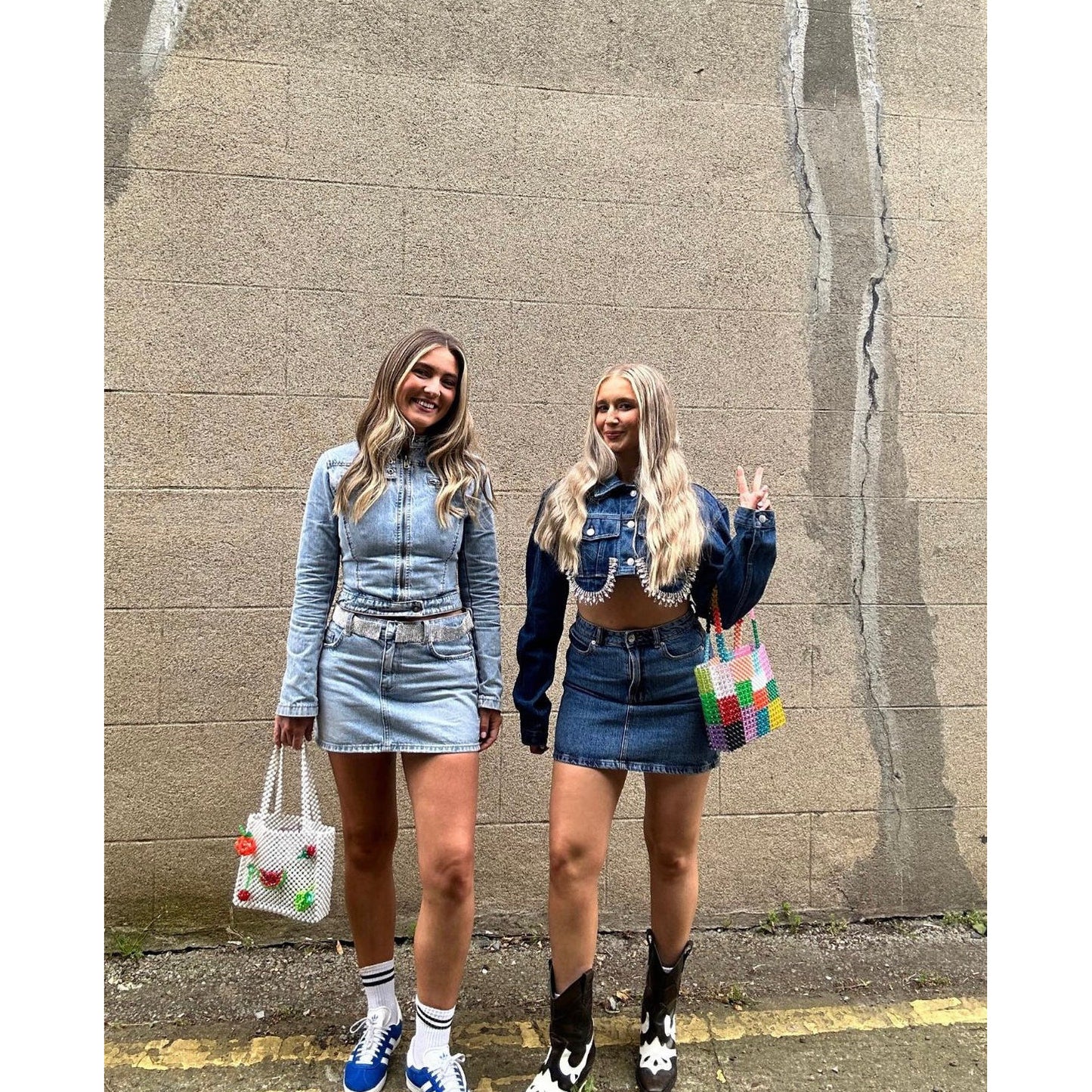 MilkWhite Denim Jacket with Crystals