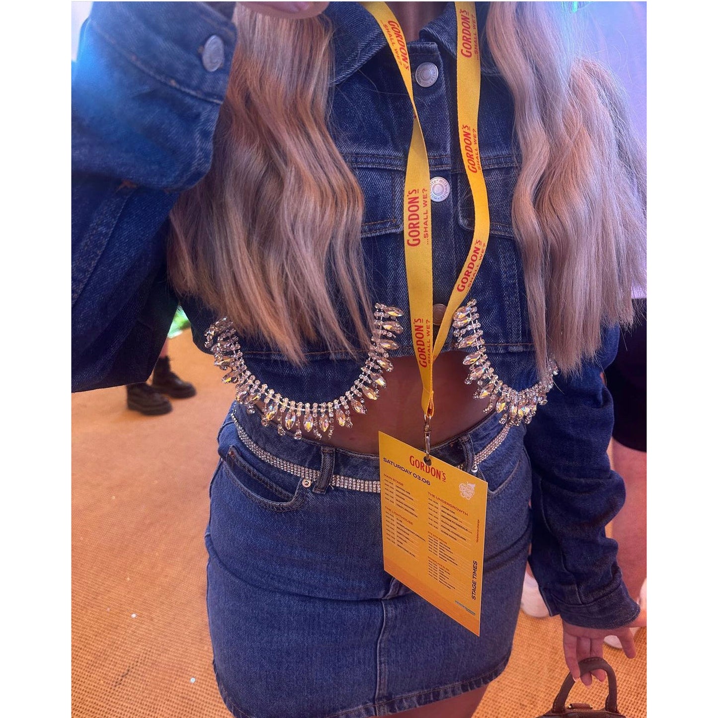 MilkWhite Denim Jacket with Crystals