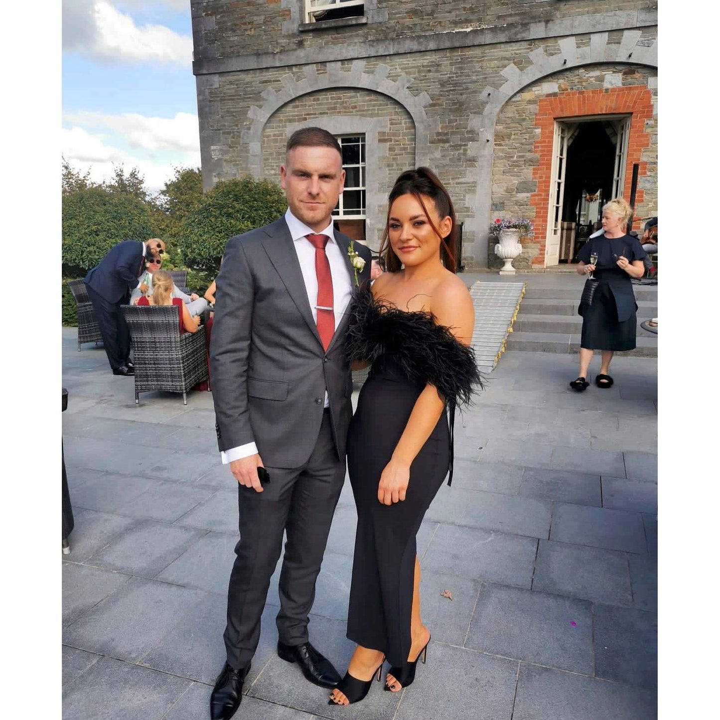 Sorcha O'Raghallaigh Cameron Ostrich Feather Maxi Dress