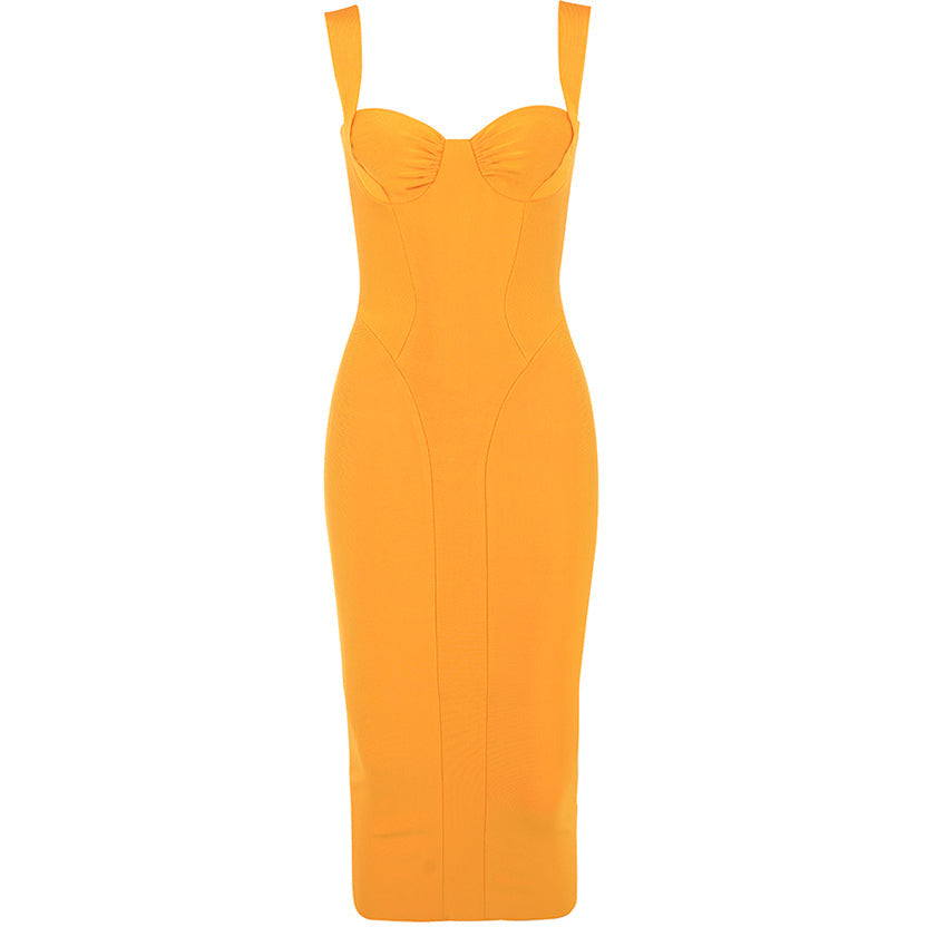 House of CB Charlene Tangerine Bandage Midi Dress