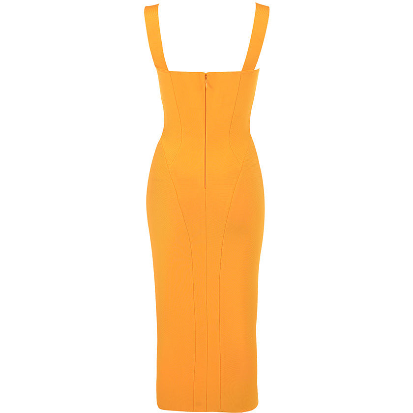 House of CB Charlene Tangerine Bandage Midi Dress