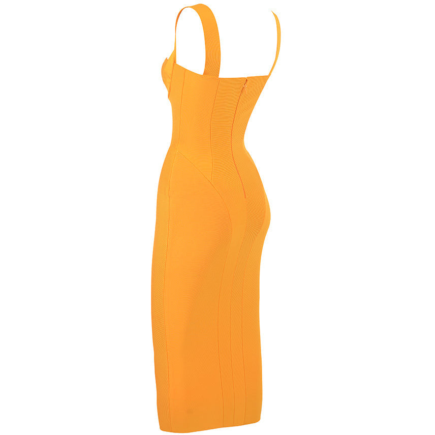 House of CB Charlene Tangerine Bandage Midi Dress