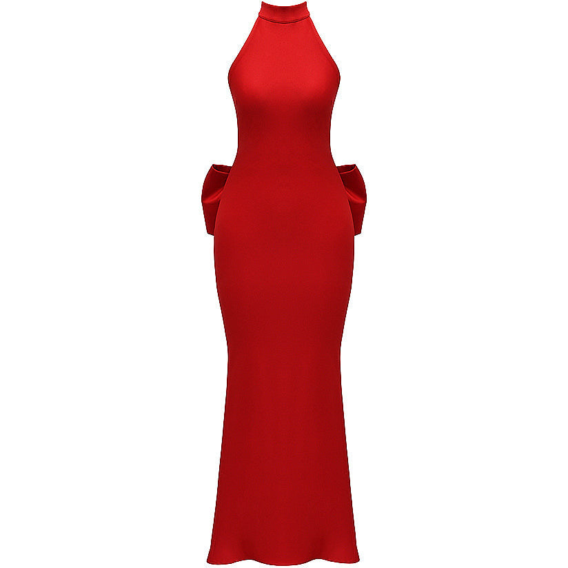House of CB Ilaria Red Bow Halter Dress