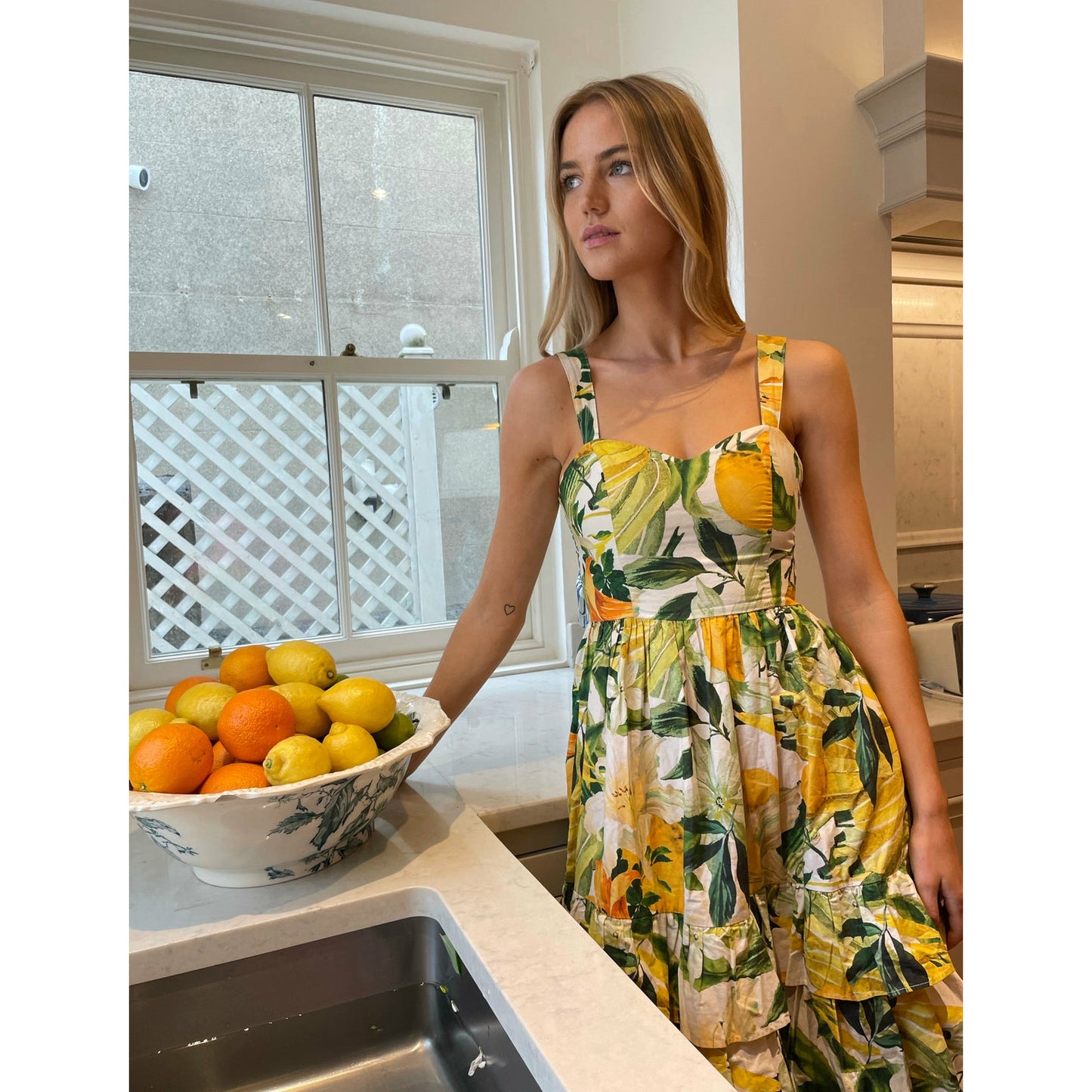 H&M Studio Lemon Tier Midi Dress