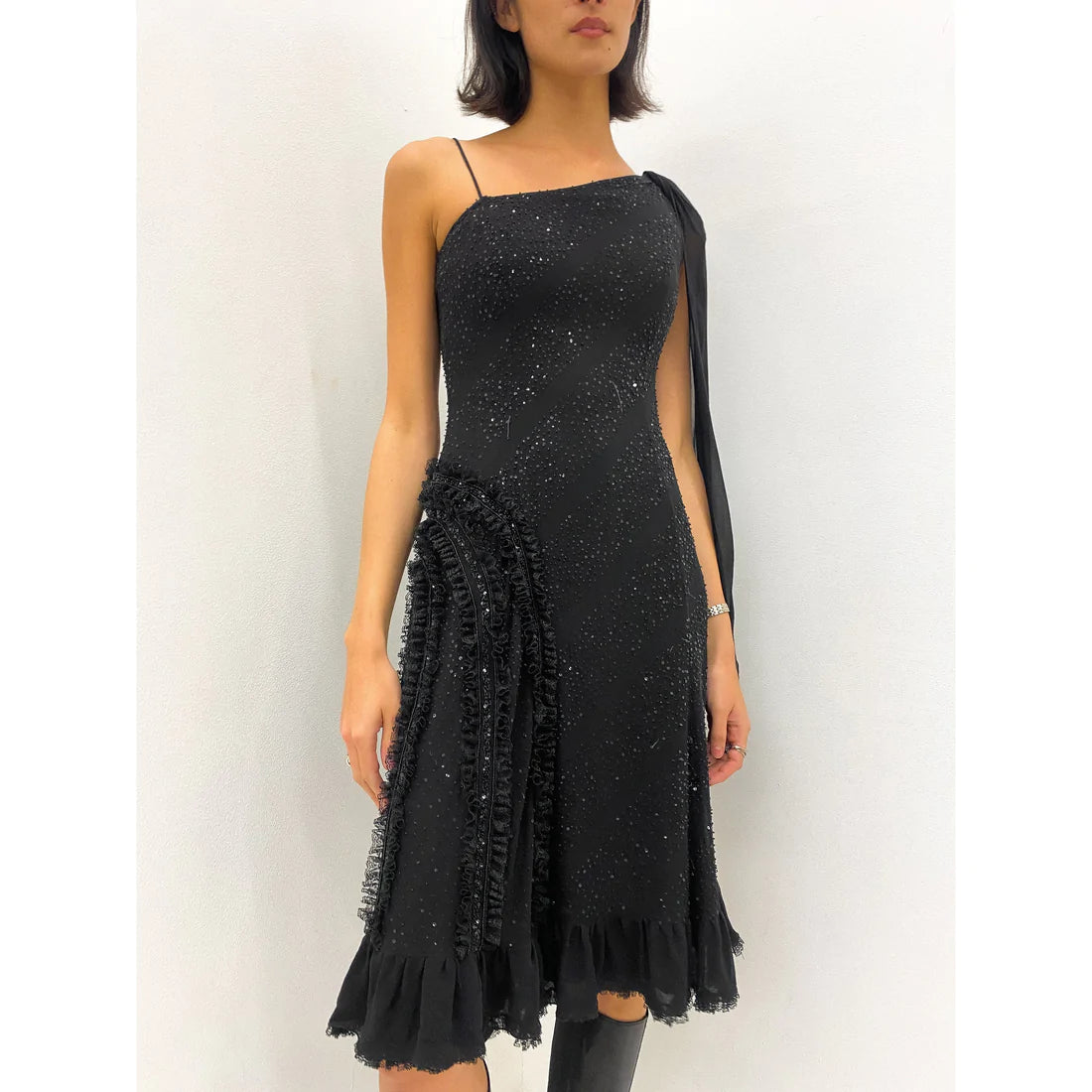 ESCADA One Shoulder Sequin Dress