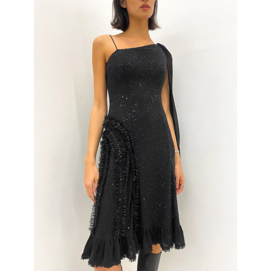 ESCADA One Shoulder Sequin Dress