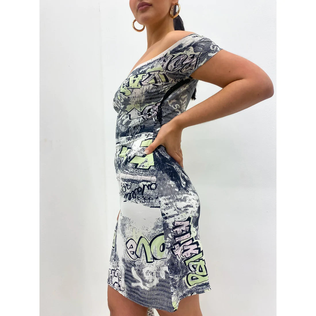 JUST CAVALLI 2000's Graffiti Jersey Dress