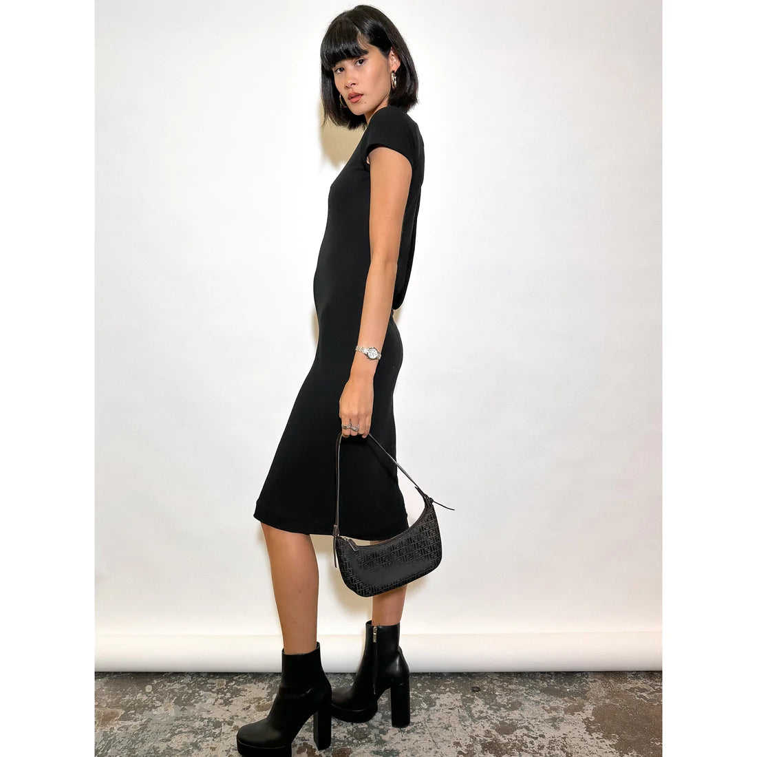 VERSACE 1990s Keyhole Midi Dress