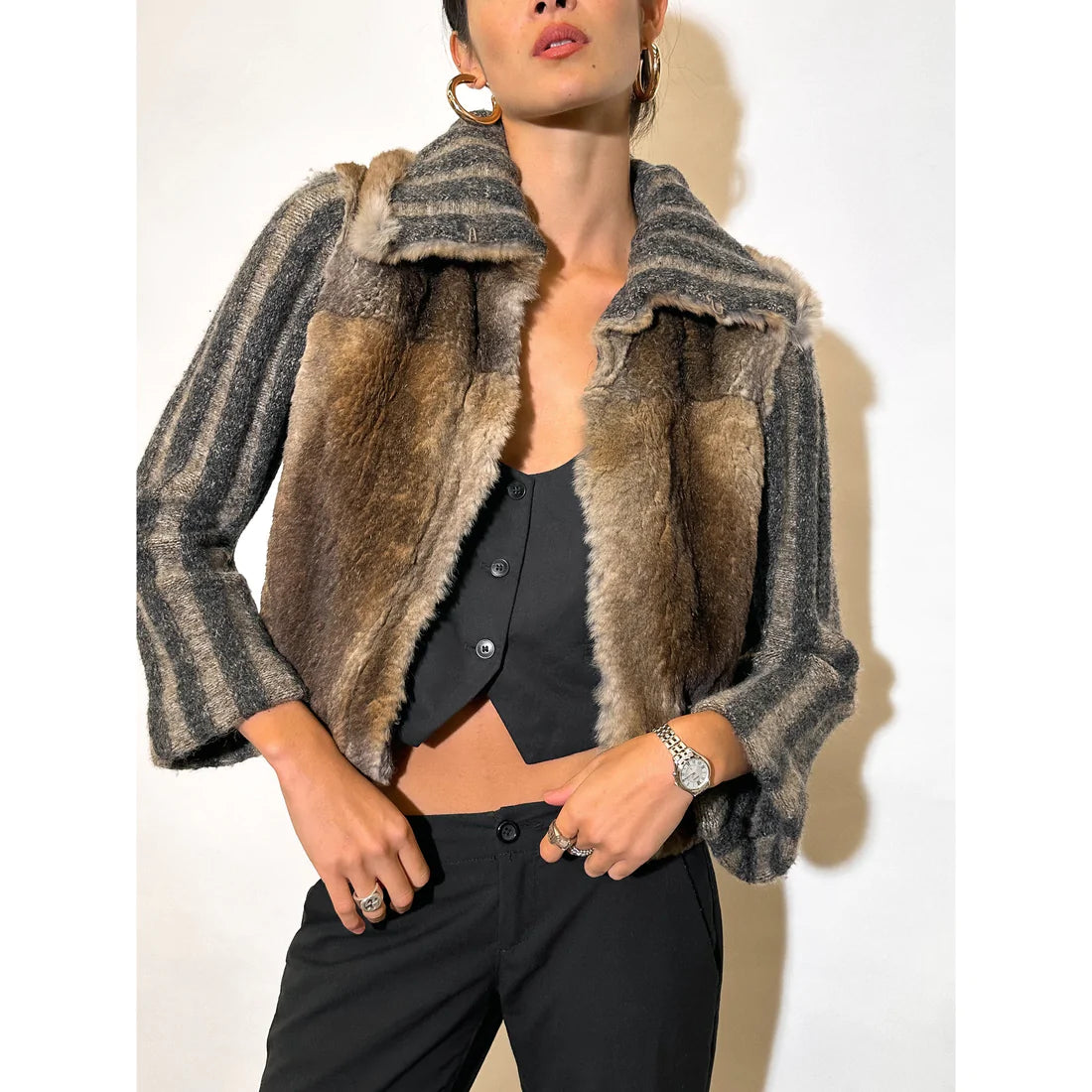 ROBERTO CAVALLI Fur Knit Cardigan