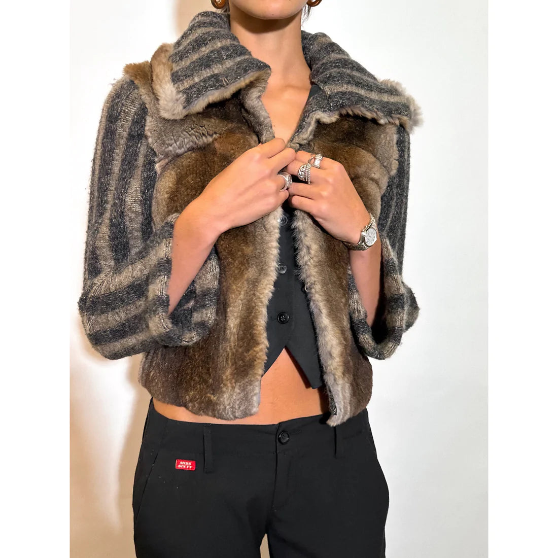 ROBERTO CAVALLI Fur Knit Cardigan