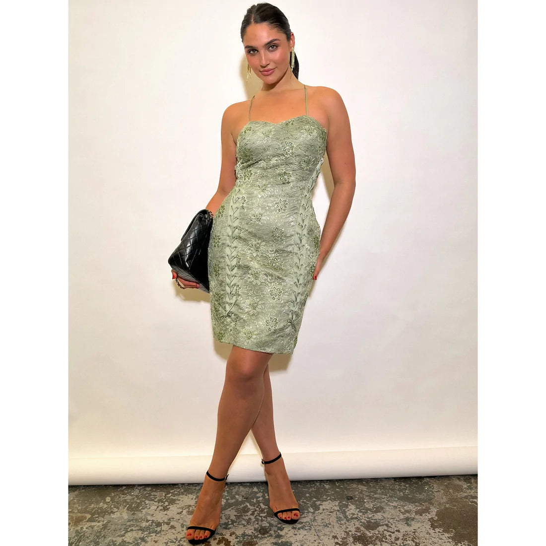 Olive 1980's Sequin & Lace Tulip Dress