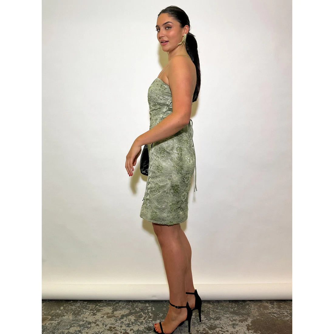 Olive 1980's Sequin & Lace Tulip Dress