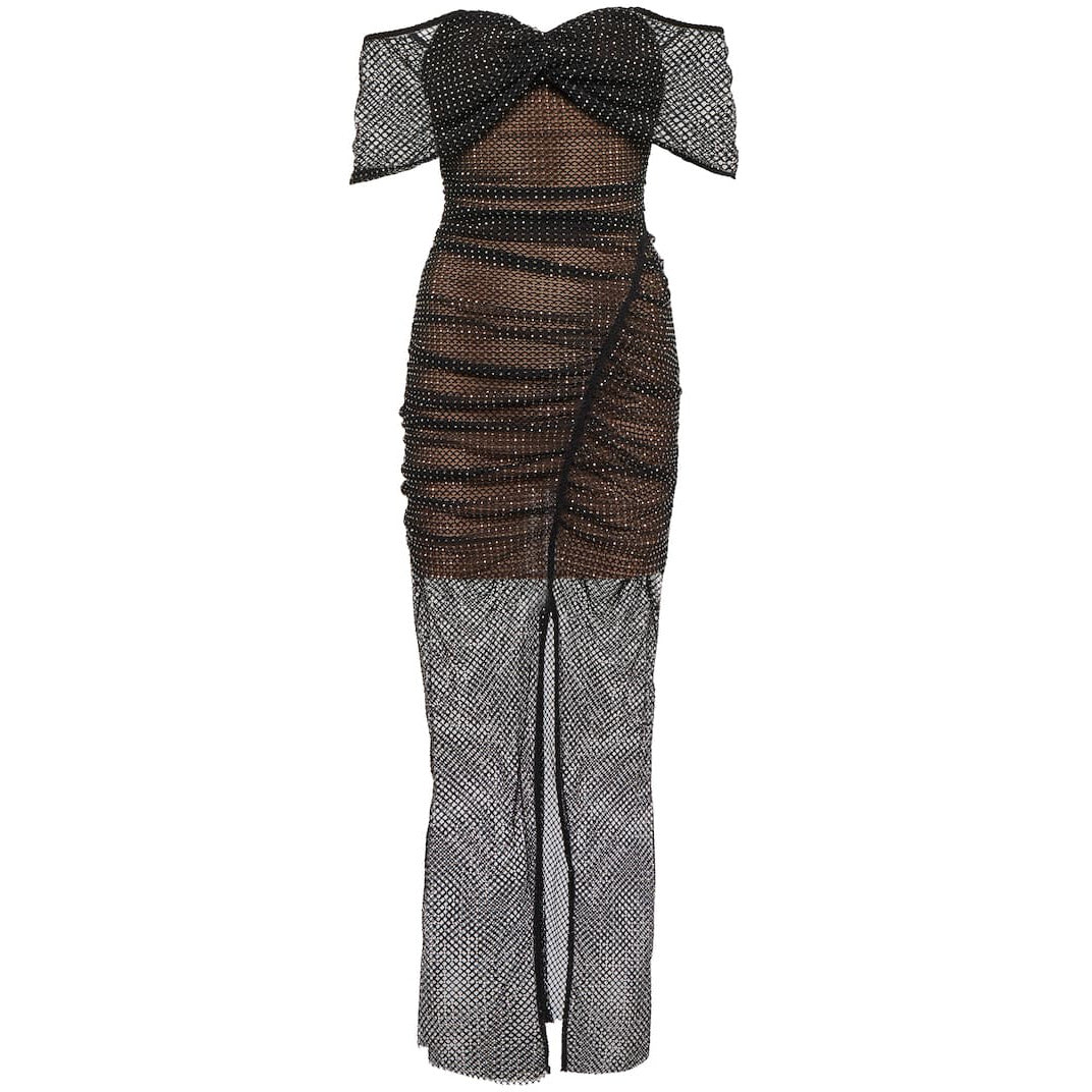 Self Portrait Crystal Embellished Mesh Dress