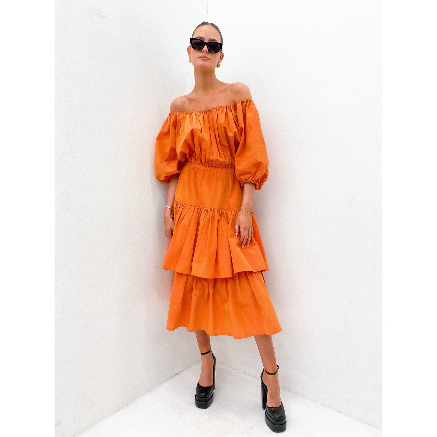 JIL SANDER Irredescent Ruffle Dress UK 10 - 12