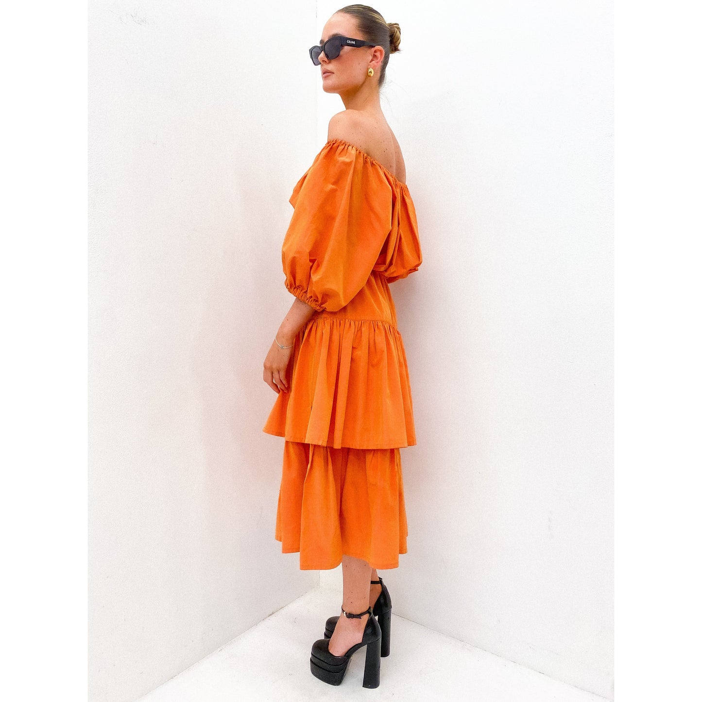 JIL SANDER Irredescent Ruffle Dress UK 10 - 12