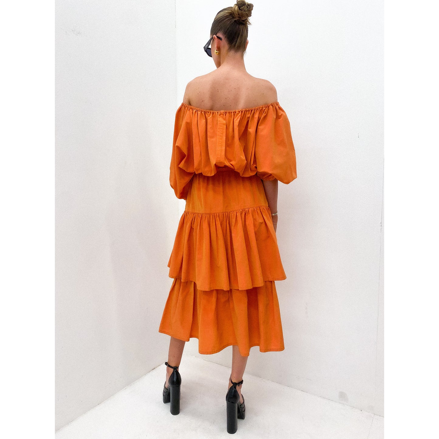 JIL SANDER Irredescent Ruffle Dress UK 10 - 12