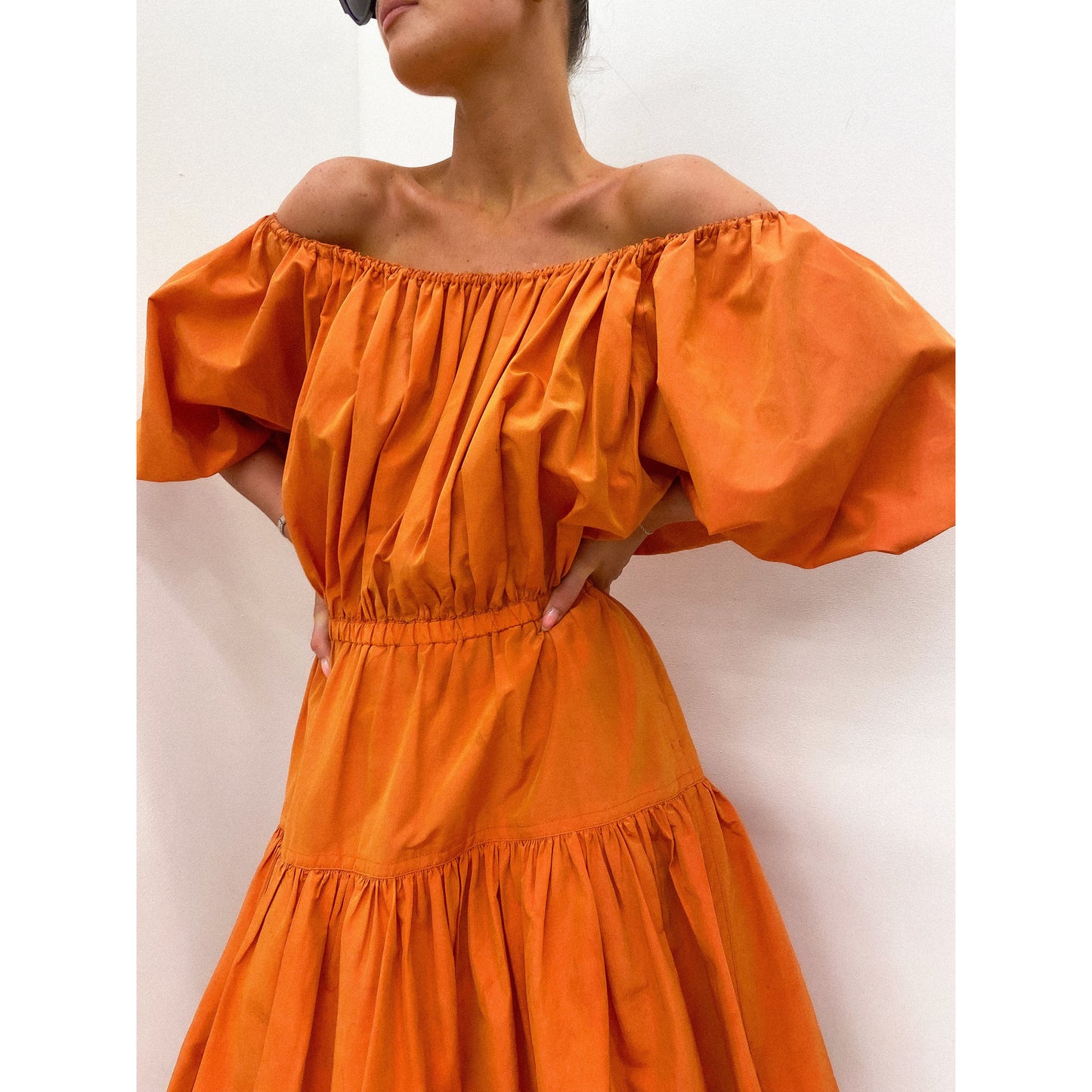 JIL SANDER Irredescent Ruffle Dress UK 10 - 12