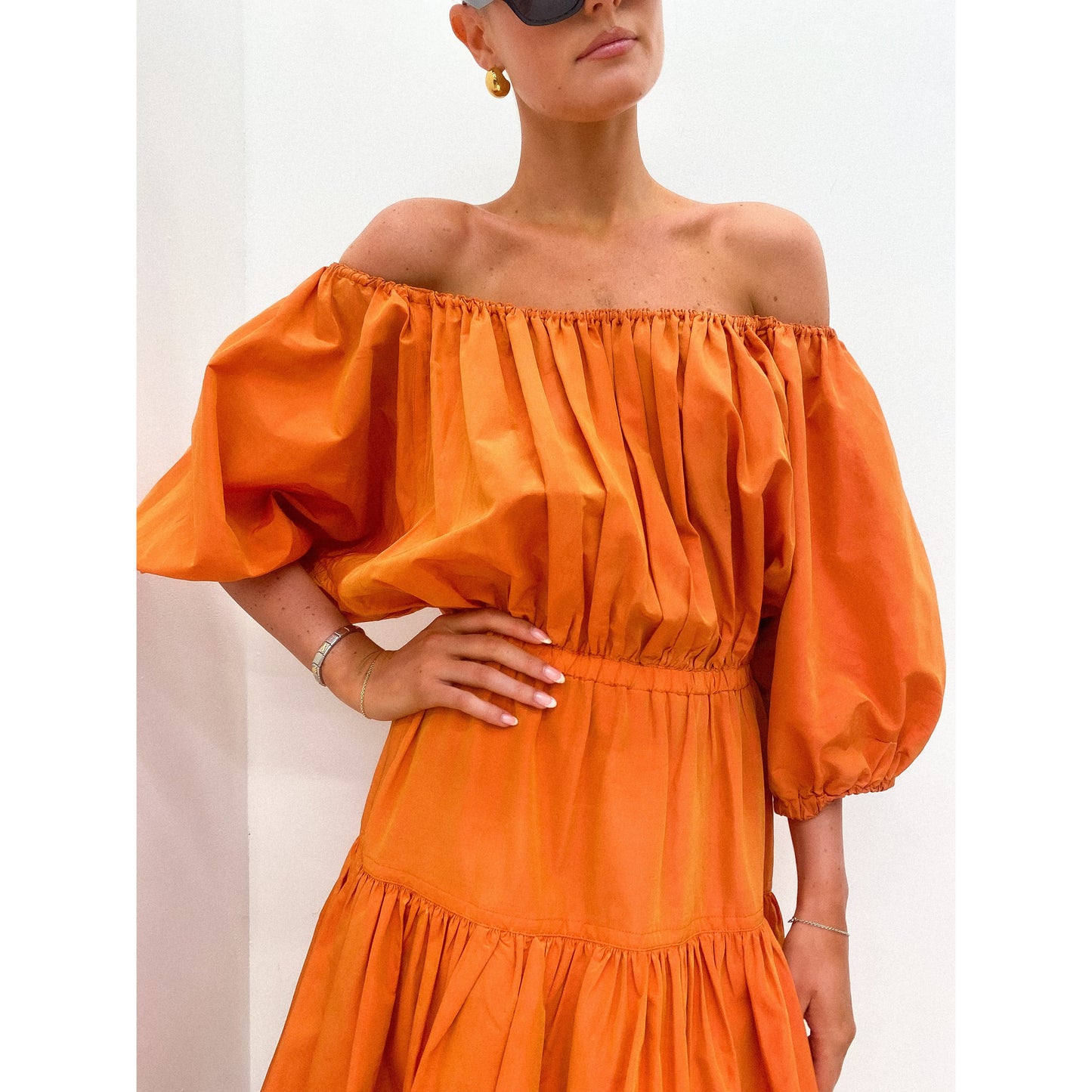 JIL SANDER Irredescent Ruffle Dress UK 10 - 12