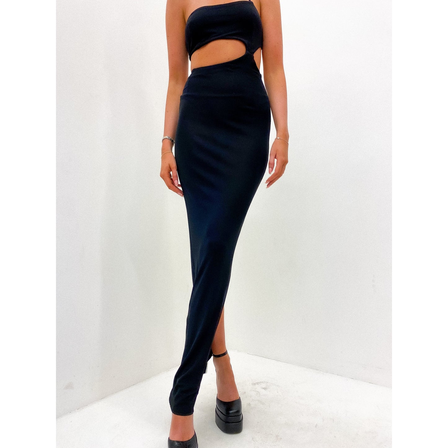 1990s Ebony Evening Gown UK 8 - 10