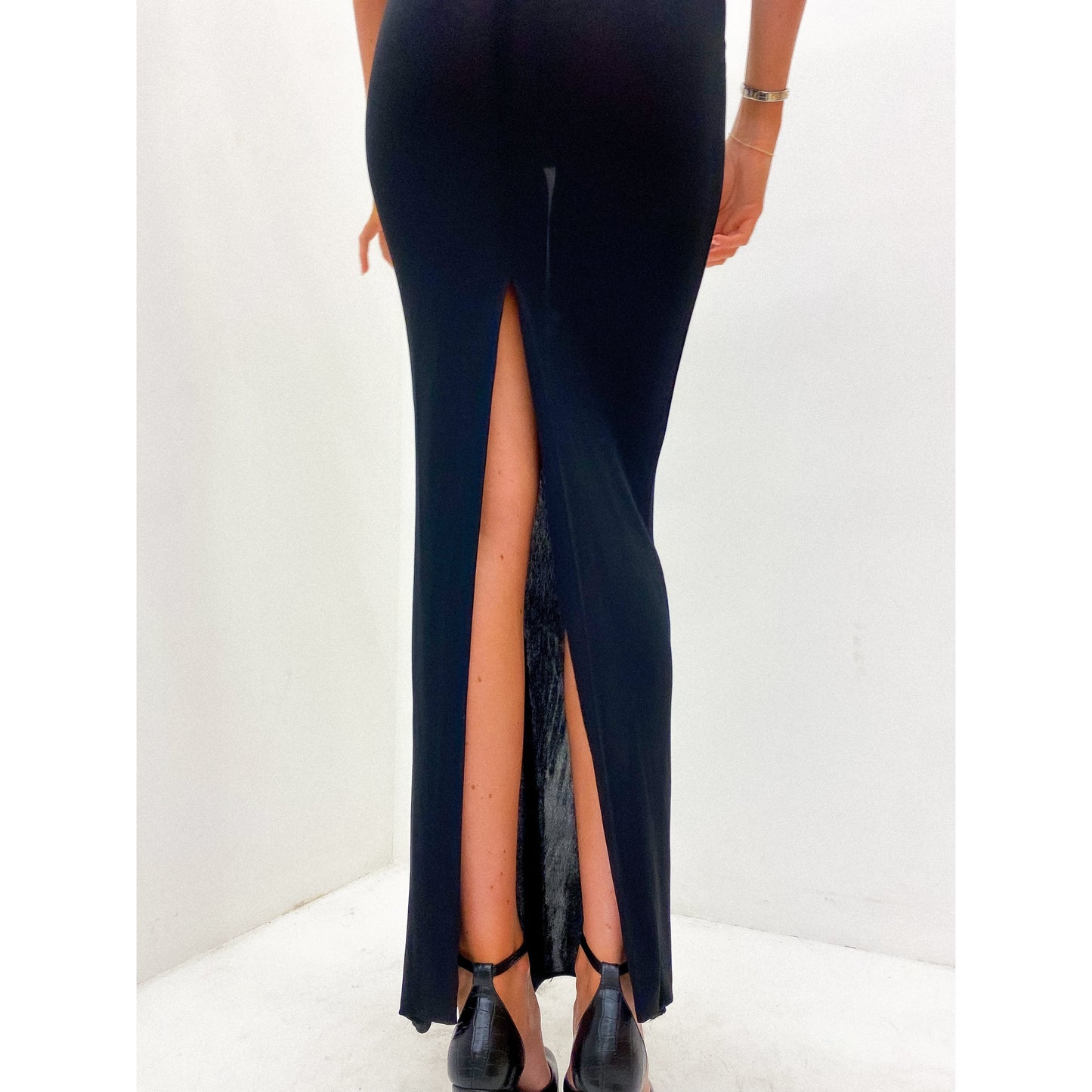 1990s Ebony Evening Gown UK 8 - 10