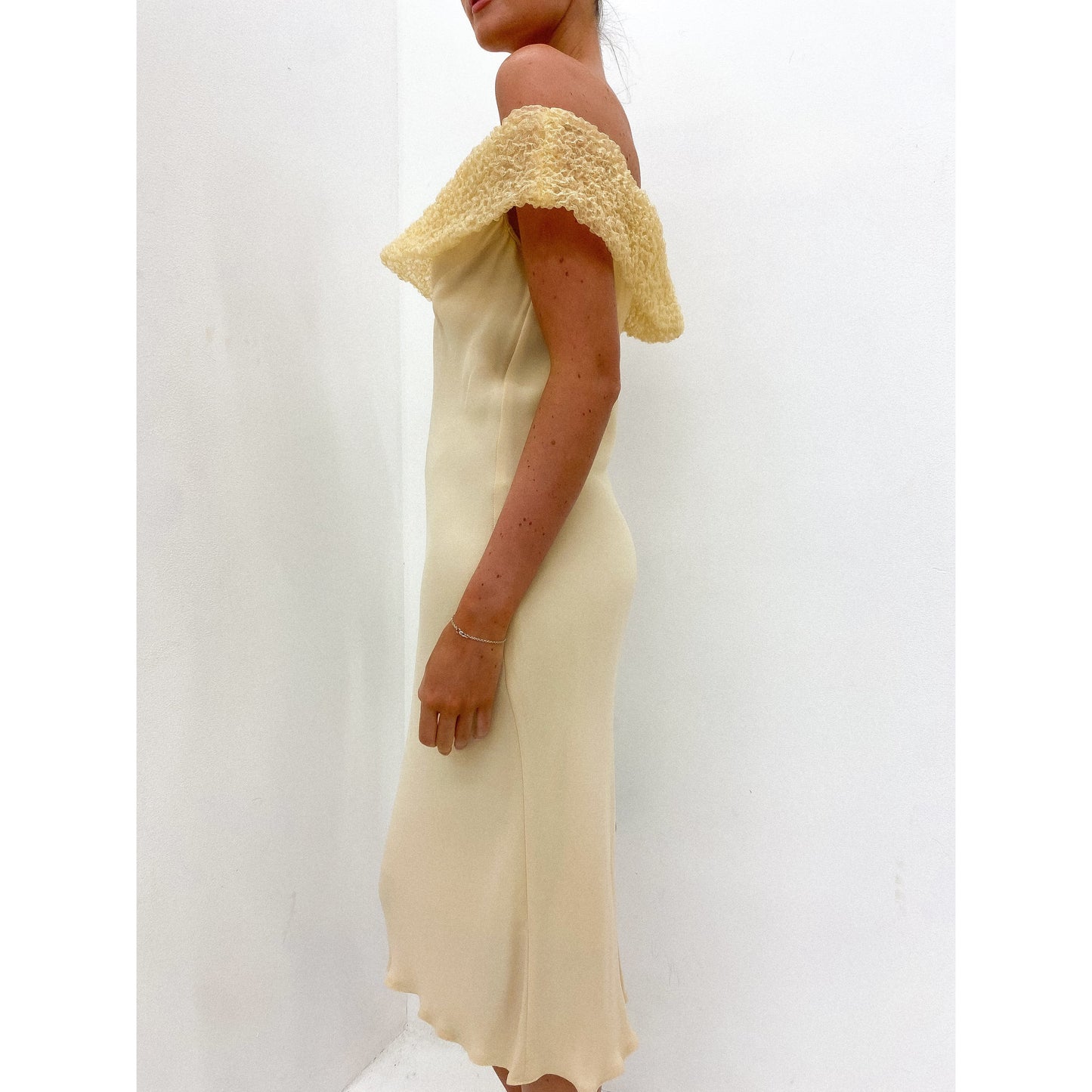 2000s Textured Off Shoulder Dress UK 10