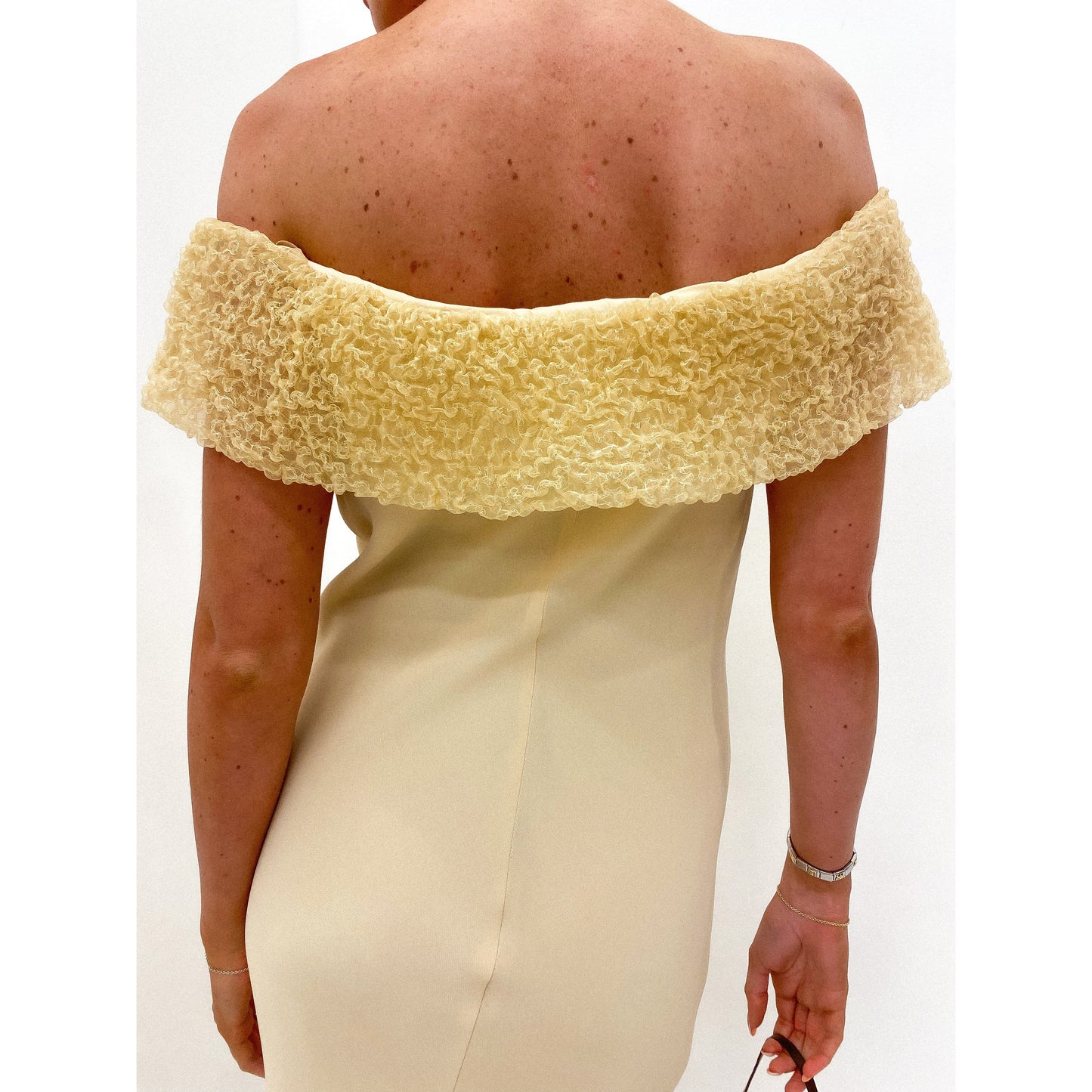 2000s Textured Off Shoulder Dress UK 10