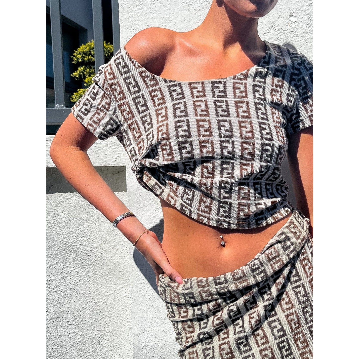 FENDI 90s Zucca Print Terry Two Piece UK 10 - 12
