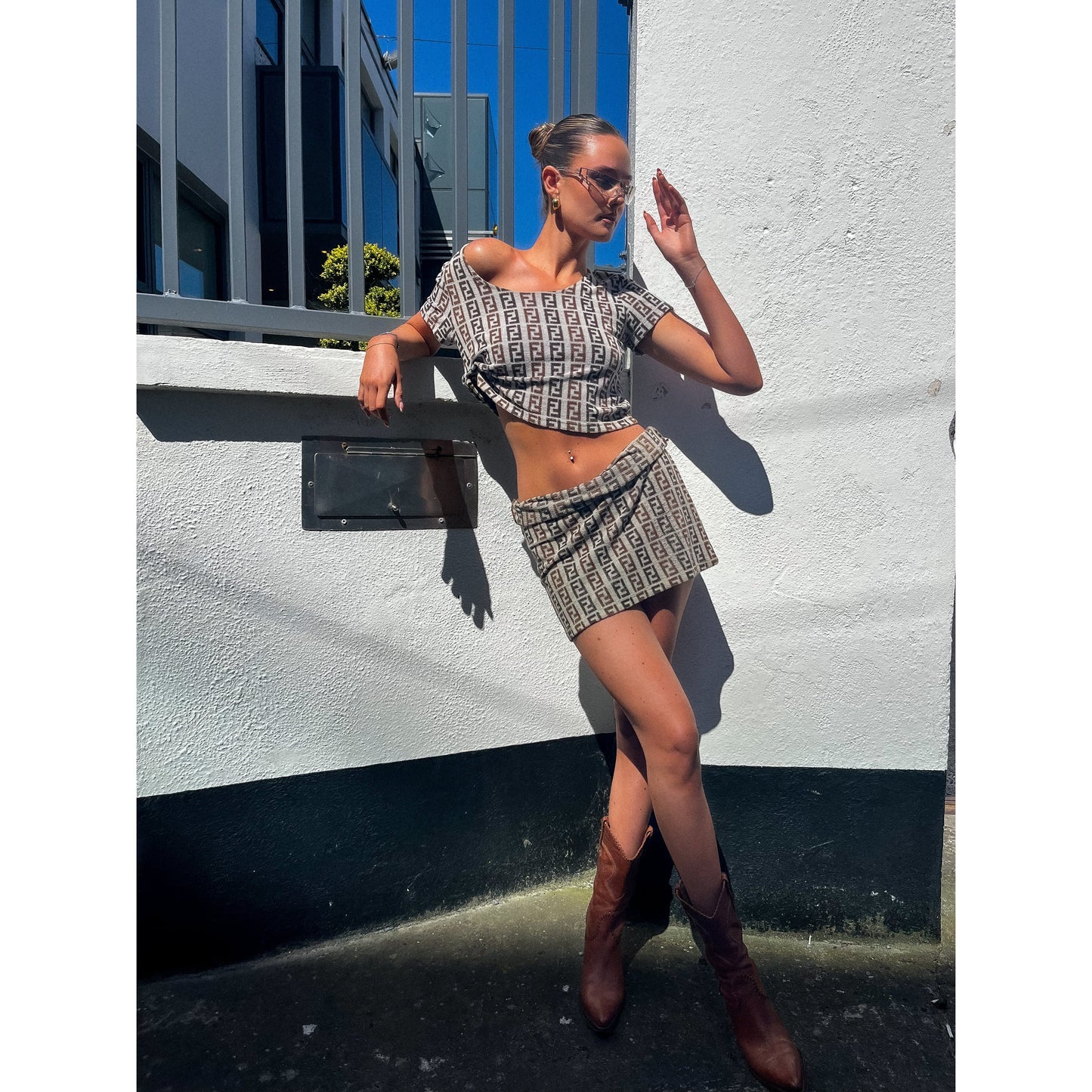 FENDI 90s Zucca Print Terry Two Piece UK 10 - 12