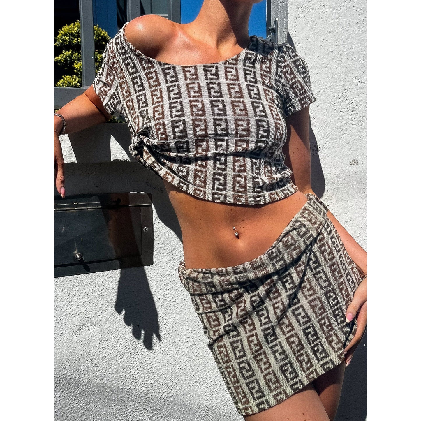 FENDI 90s Zucca Print Terry Two Piece UK 10 - 12