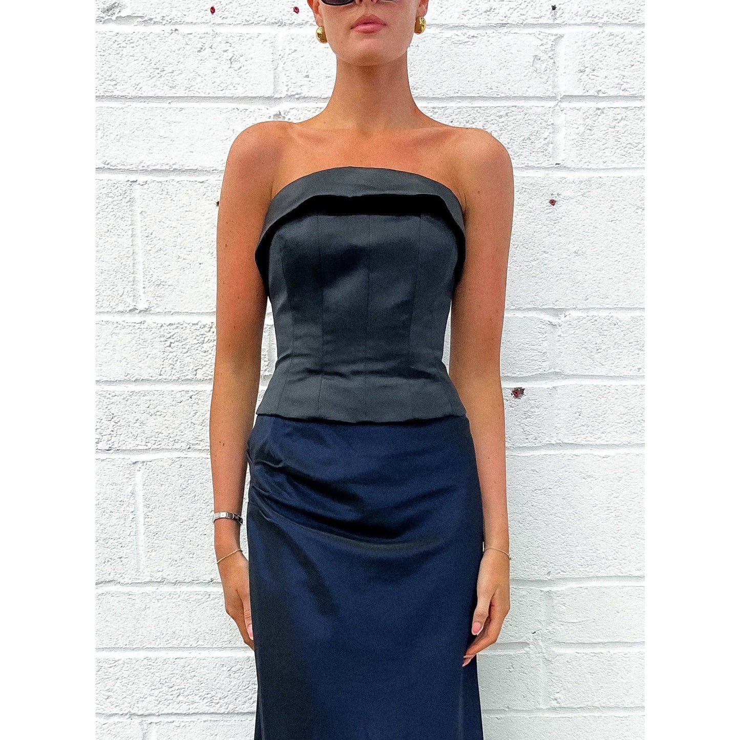 1990s Satin Lace Up Bustier UK 8