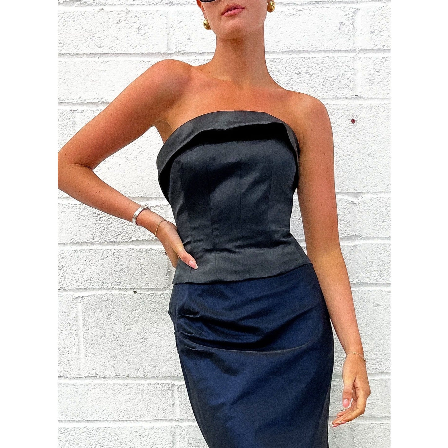 1990s Satin Lace Up Bustier UK 8