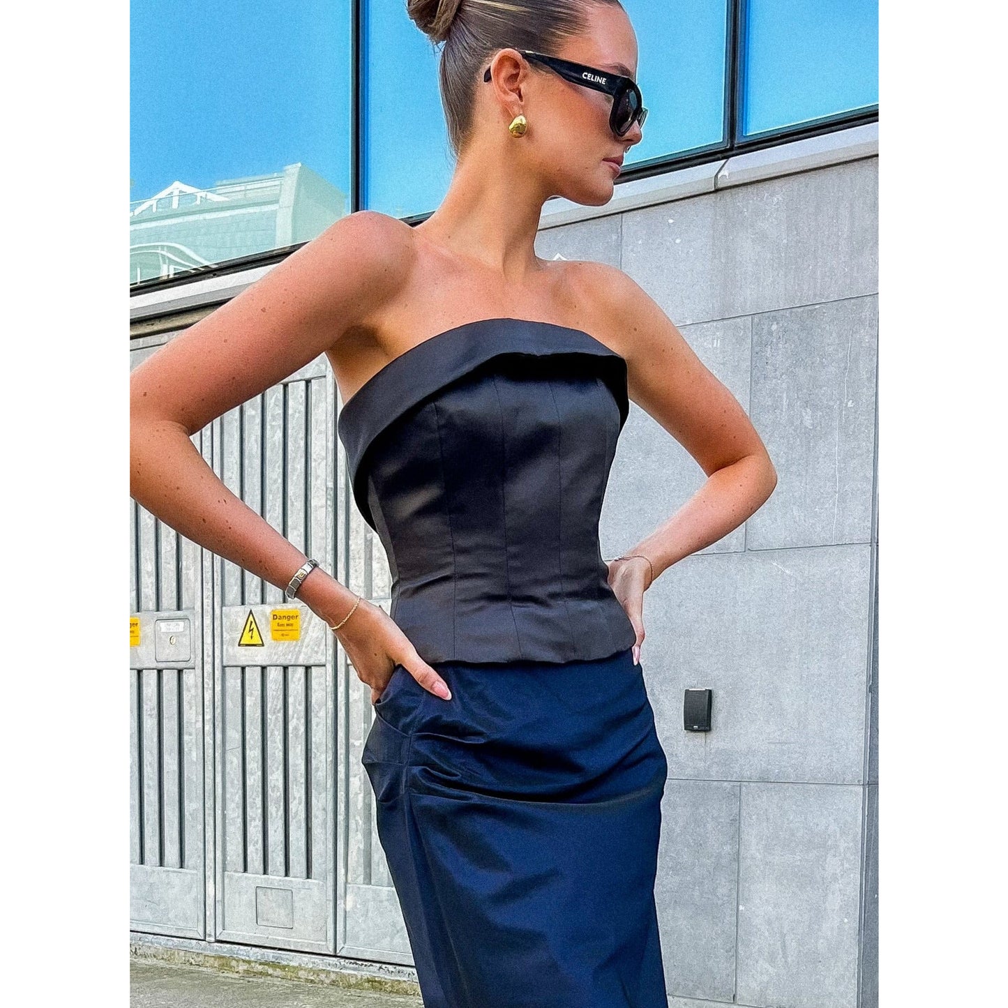 1990s Satin Lace Up Bustier UK 8