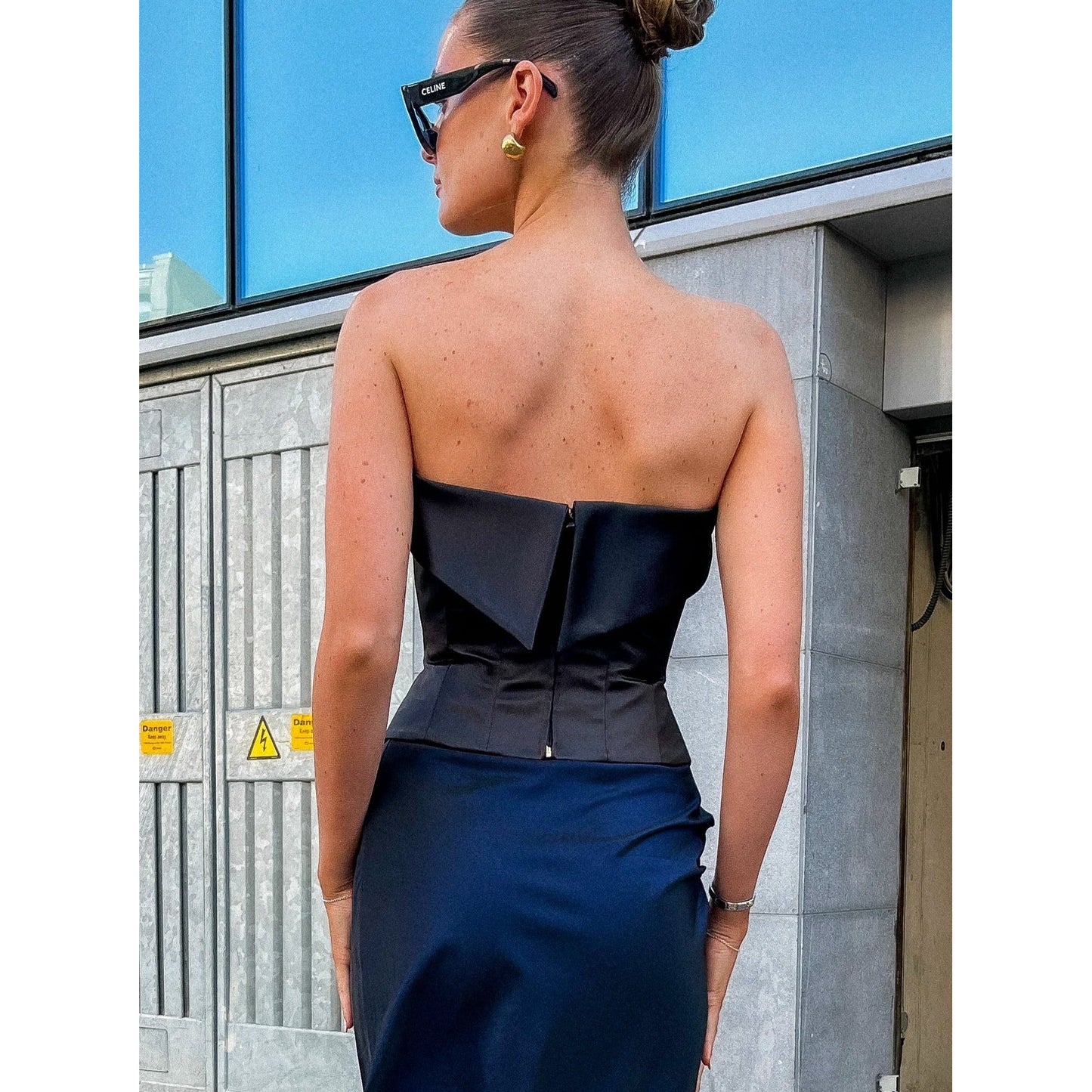 1990s Satin Lace Up Bustier UK 8