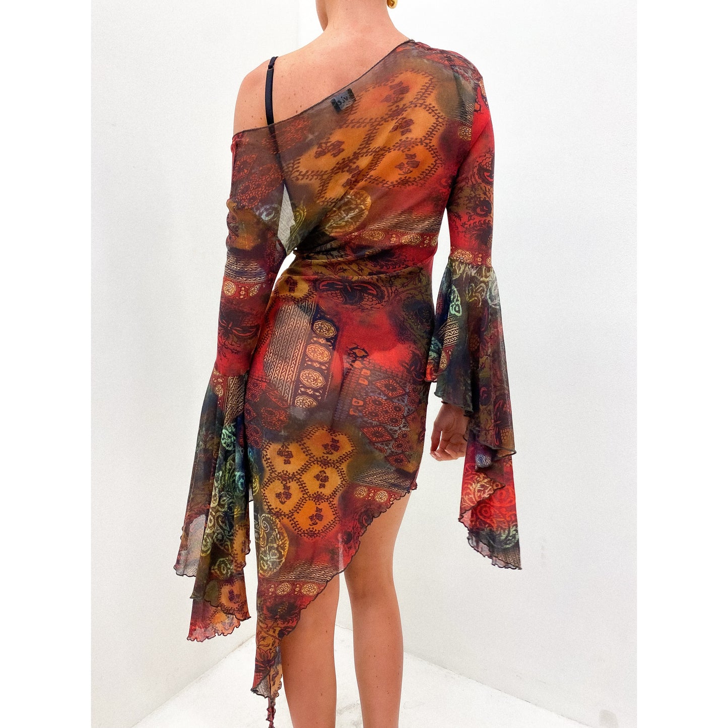 Sheer 1990s Paisley Dress UK 10 - 12