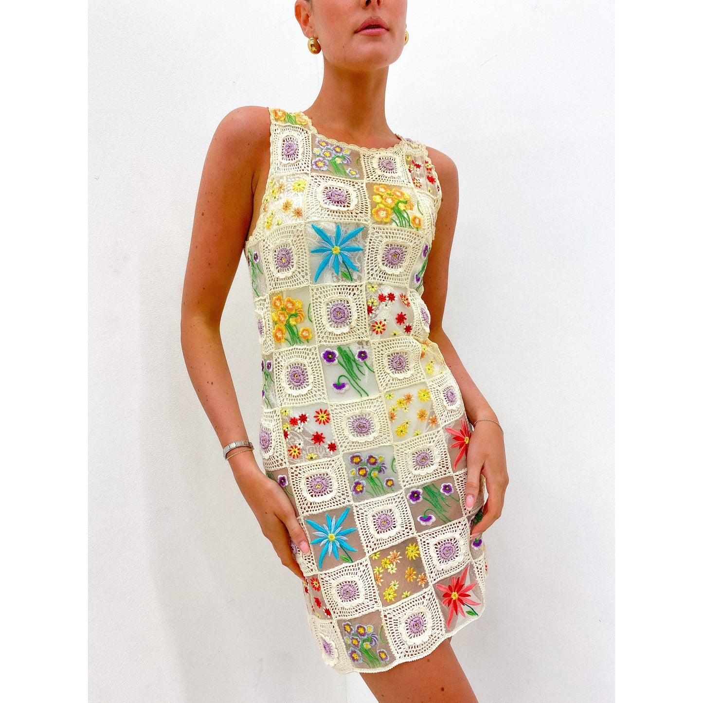 MOSCHINO Sheer Crochet Mini Dress 8 - 10