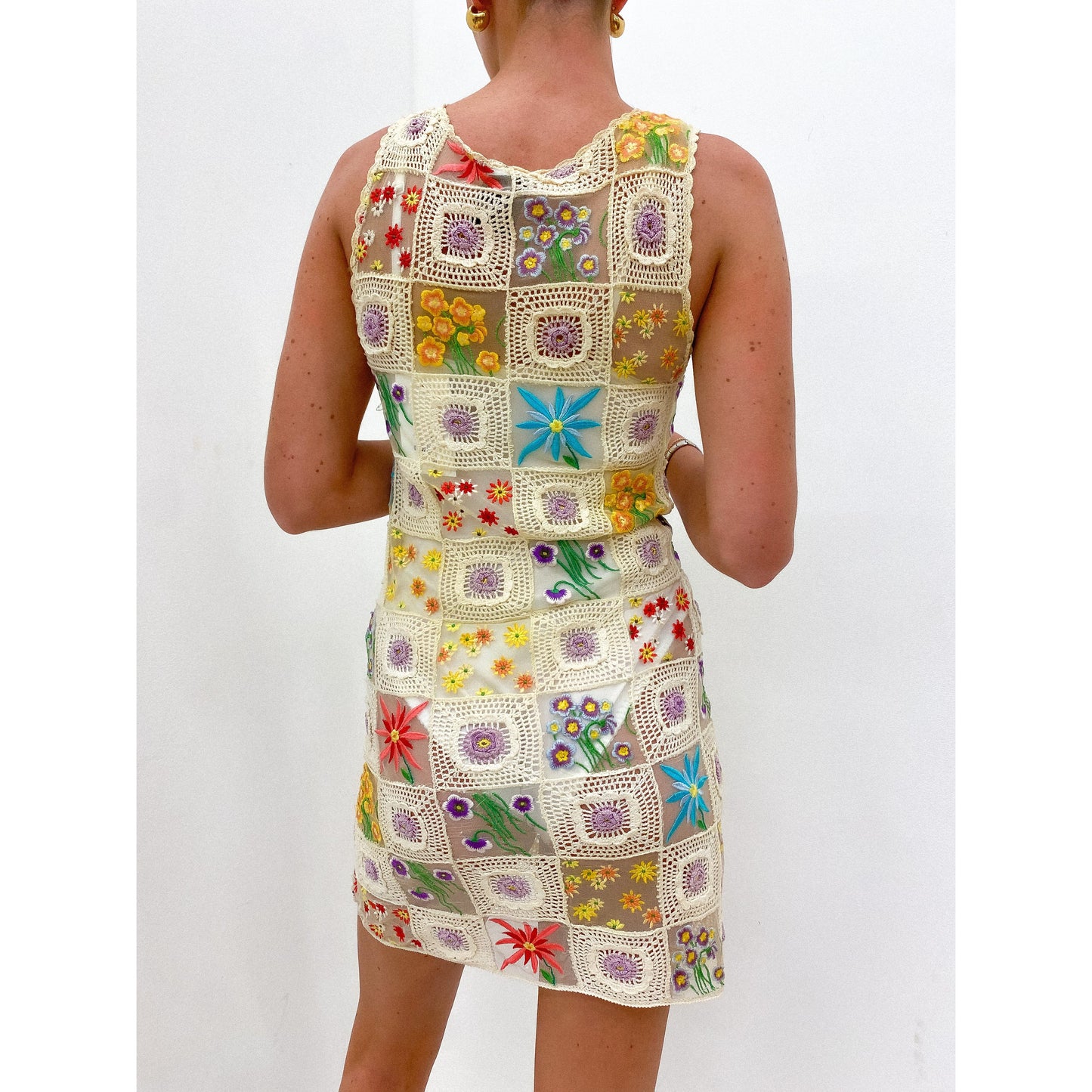 MOSCHINO Sheer Crochet Mini Dress 8 - 10