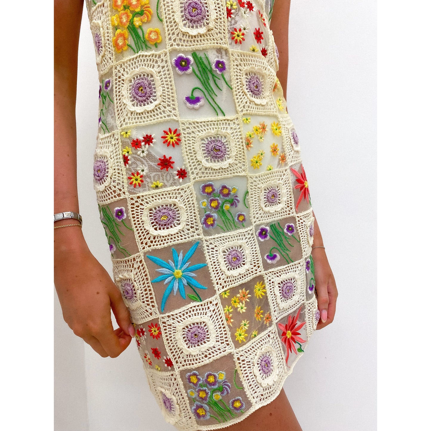 MOSCHINO Sheer Crochet Mini Dress 8 - 10