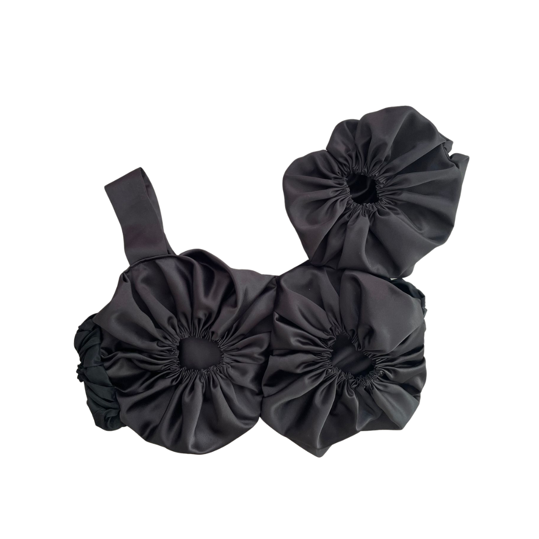 LIA Black Satin Sculptured Top