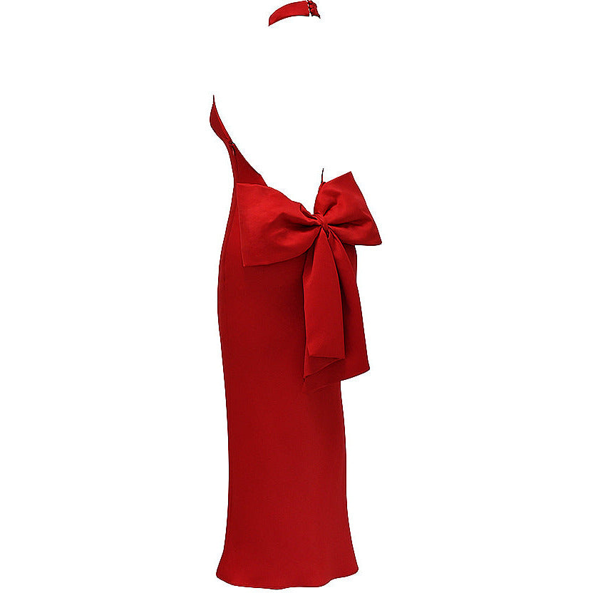 House of CB Ilaria Red Bow Halter Dress