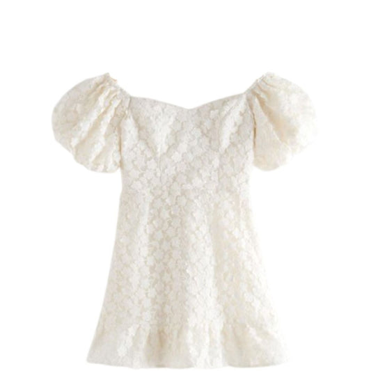 & Other Stories Floral Lace Puff Sleeve Mini Dress