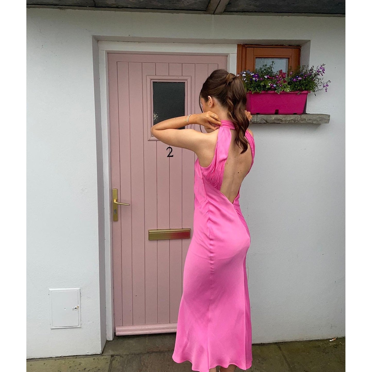 Meshki Claire Pink Satin Dress