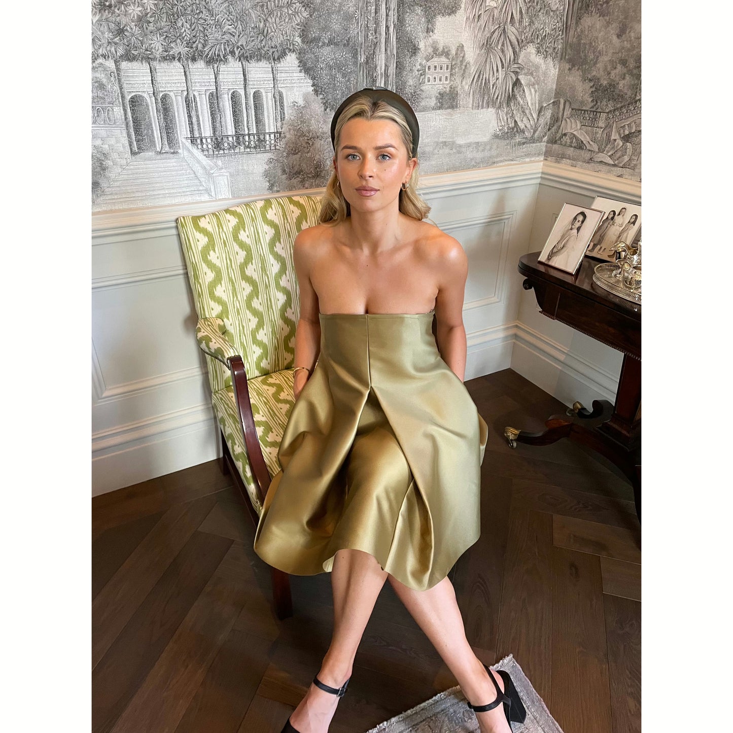 Solace London Olive Lexi Pleated Mini Dress