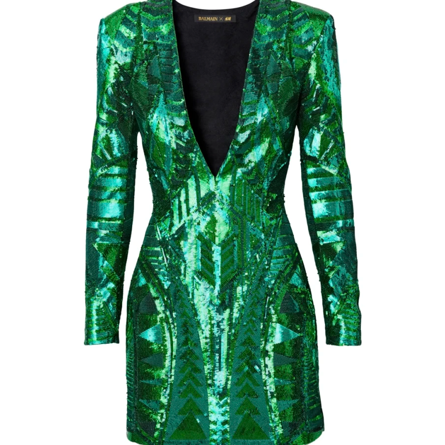 Balmain x H&M Green Sequin Dress