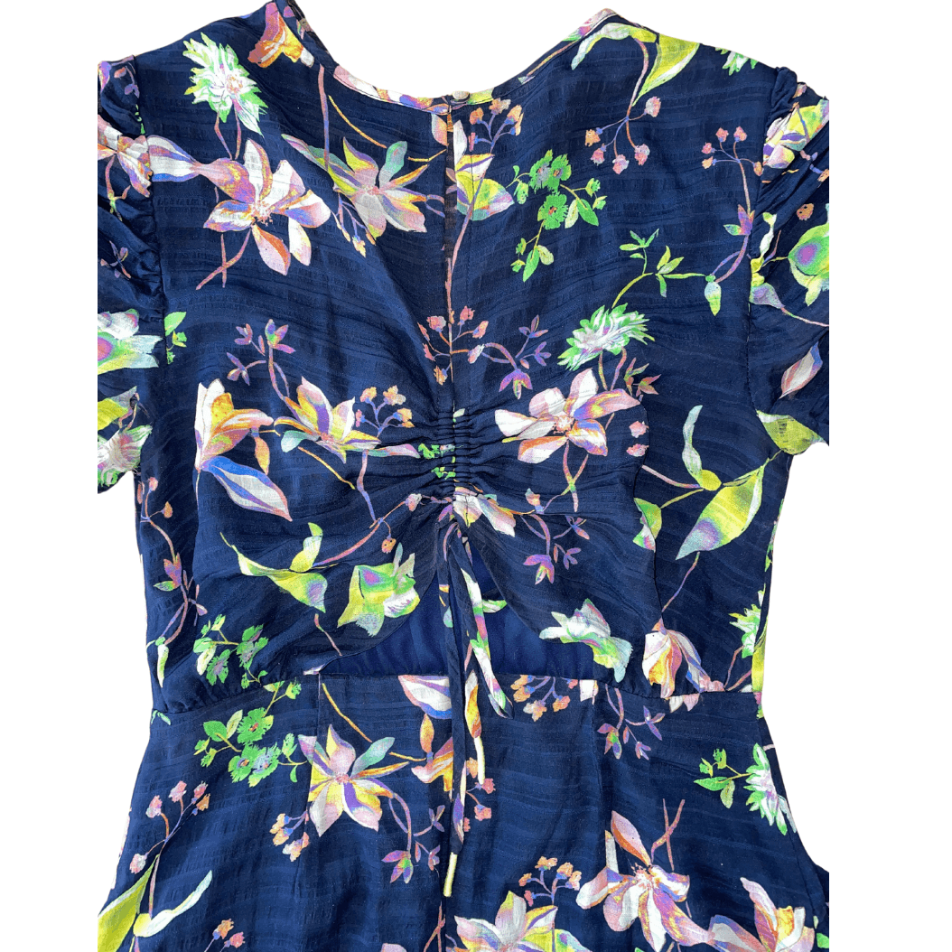 Tanya Taylor Navy Floral Midi - greens are good for you