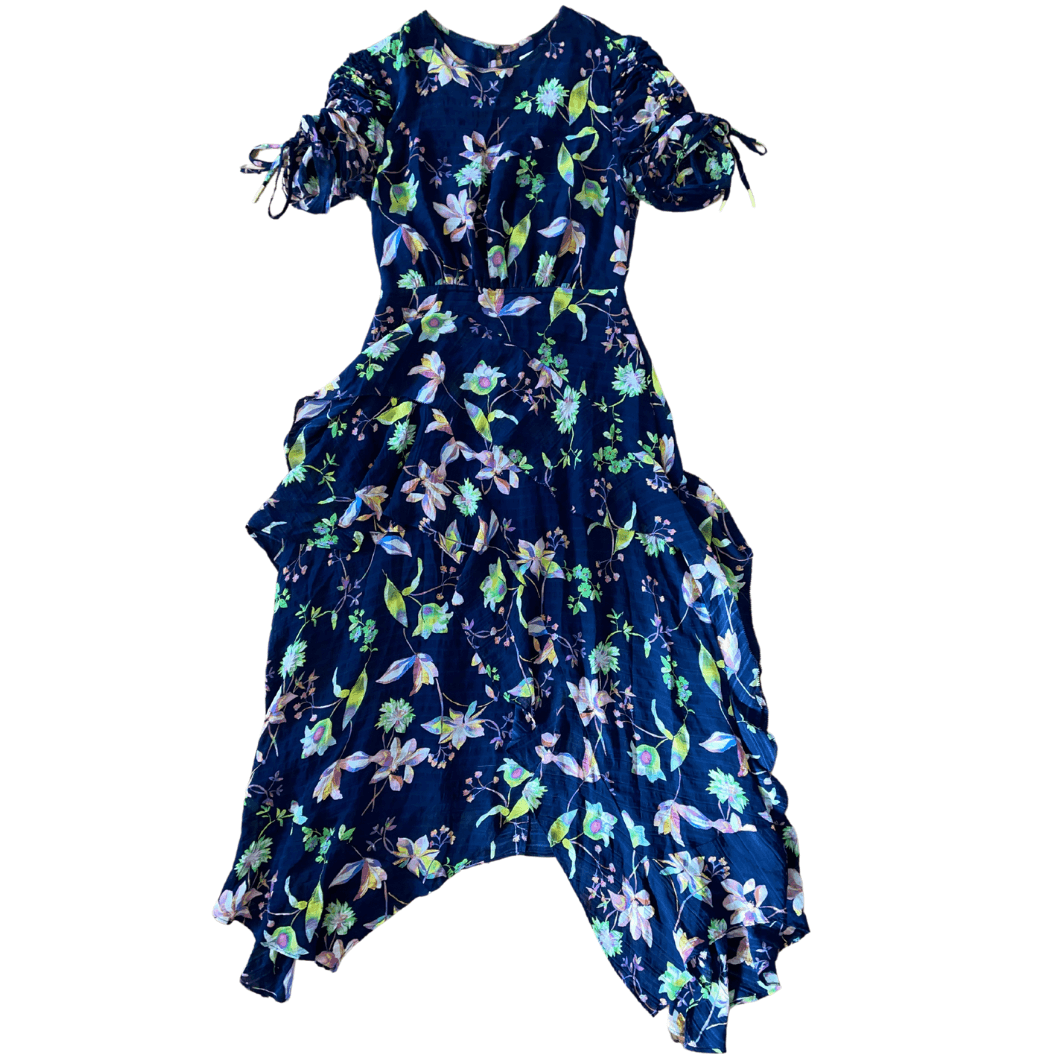 Tanya Taylor Navy Floral Midi - greens are good for you